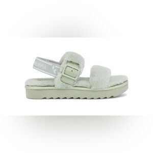 Koolaburra by UGG - Fuzz-Oh Mint Green Faux Fur Adjustable Strap Sandals